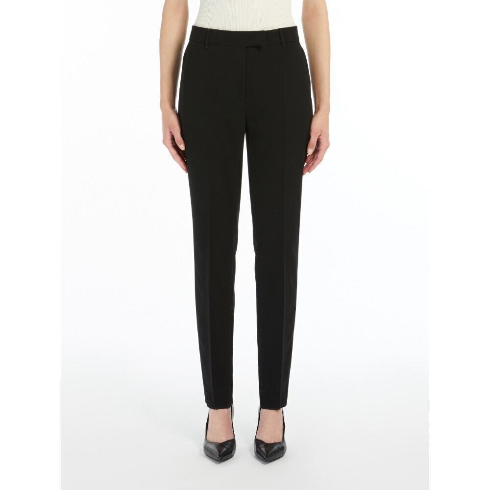 Max Mara Designer Straight-Fit Technical Cady Trousers Black Size 8